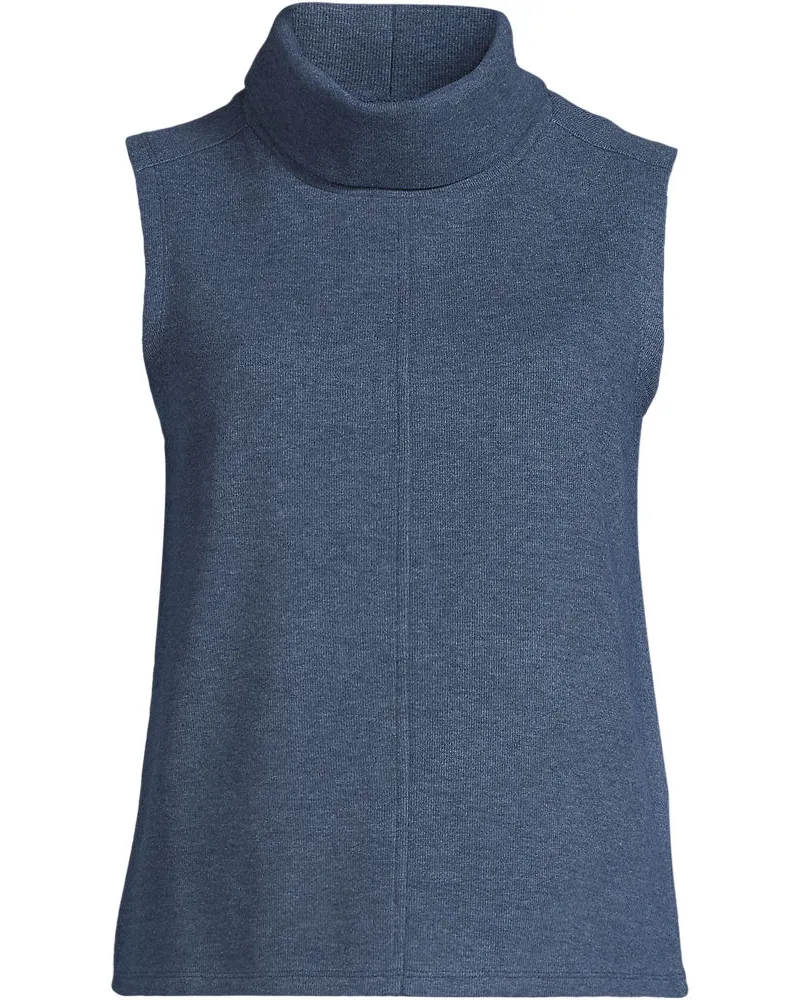 Lands' End Softes ärmelloses Jersey-Rollkragenshirt, Damen, Größe regular, Blau, Baumwolle/Polyester/Baumwoll-Mischung, by Blau