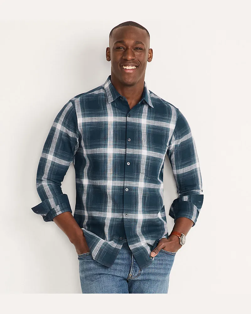 Lands' End Karo-Hemd aus Baumwoll-Twill, Herren, Größe regular, Blau, Baumwolle, by Blau