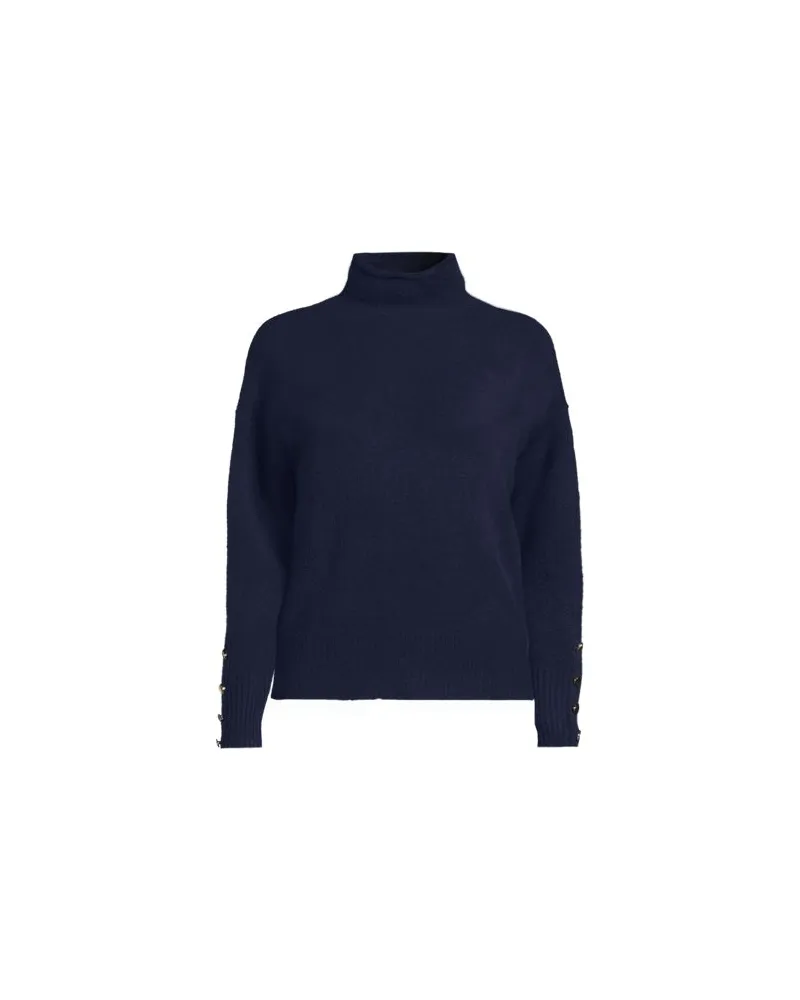 Lands' End Softer Stehkragenpullover mit Ärmelknöpfen, Damen, Größe:32-34 regular, Blau, Polyacryl/Woll-Mischung/Nylon-Mischung, by Blau