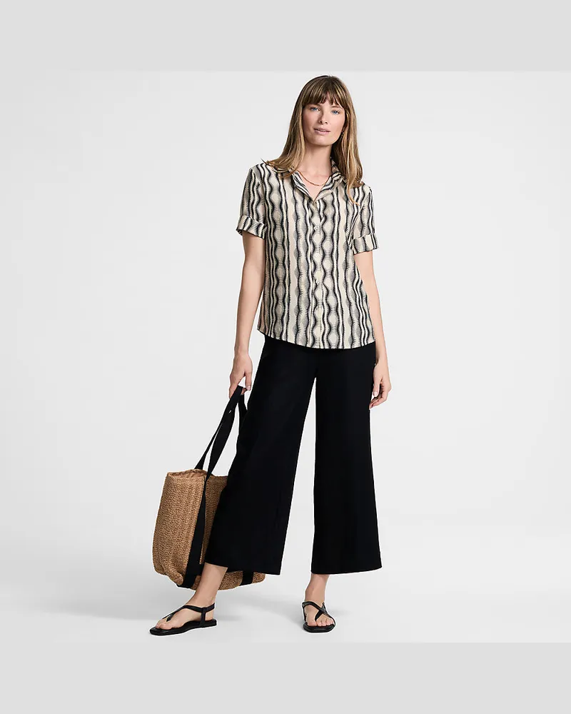 Lands' End Kurzärmelige Ready to Go Bluse, Damen, Größe regular, Weiß, Nylon/Viskose, by Weiß