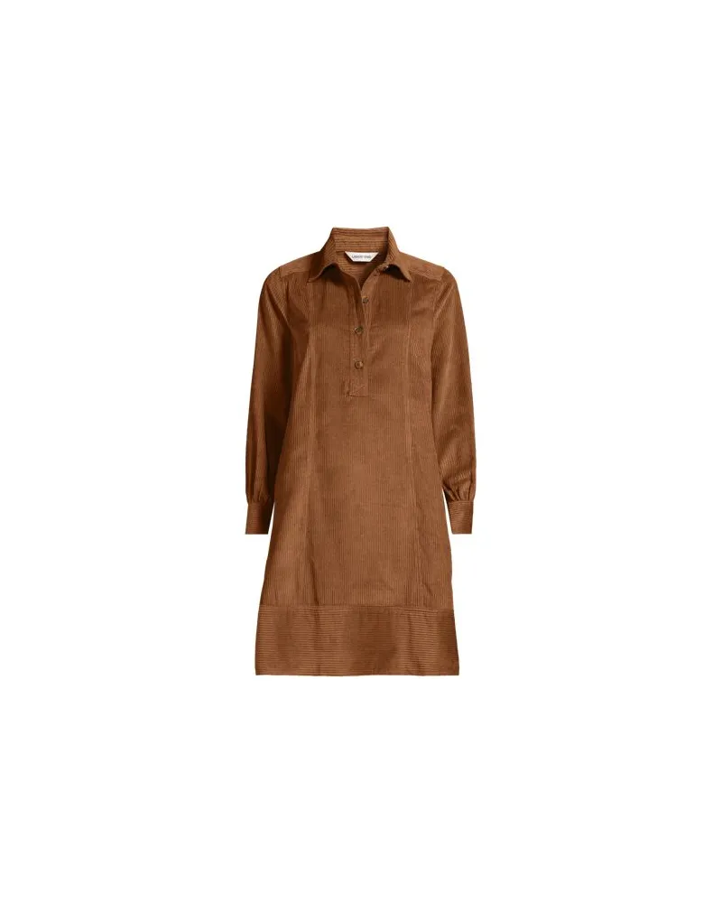 Lands' End Breitcord-Hemdkleid, Damen, Größe plus, Braun, Baumwolle, by Braun