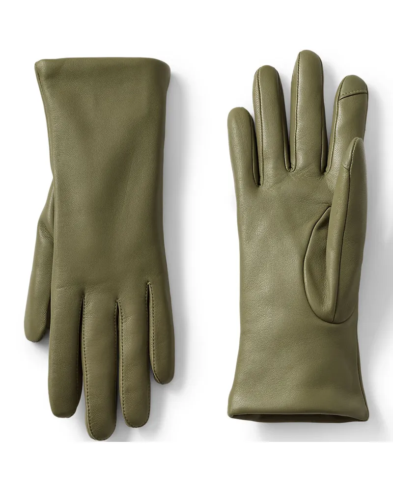 Lands' End Lederhandschuhe mit Kaschmirfutter, Damen, Größe regular, Grün, Kaschmir/Leder, by Grün