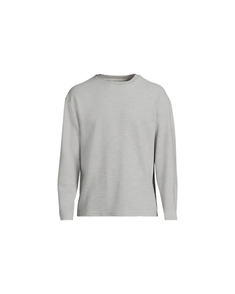 Lands' End Ottoman-Rippshirt mit langen Ärmeln, Herren, Größe:48-50 regular, Grau, Baumwolle/Polyester/Baumwoll-Mischung, by Grau