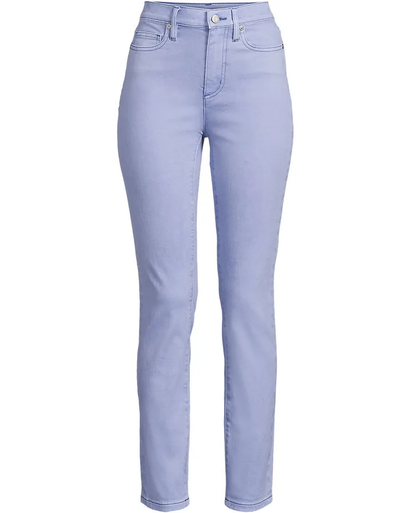 Lands' End Slim Fit Öko Jeans High Waist, Damen, Größe plus, Lila, Elasthan/Baumwoll-Mischung/Polyester-Mischung, by Lila