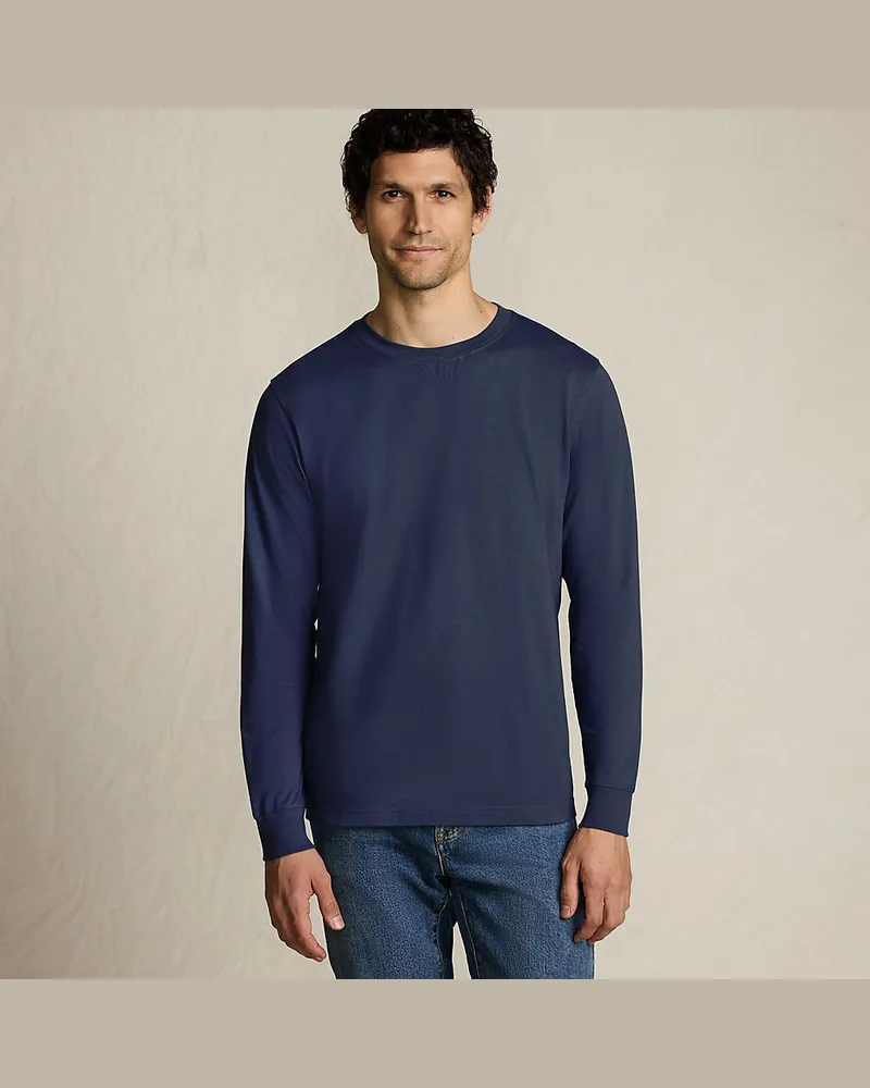 Lands' End Super-T Langarm-Shirt, Classic Fit, Herren, Größe regular, Blau, Baumwolle, by Blau