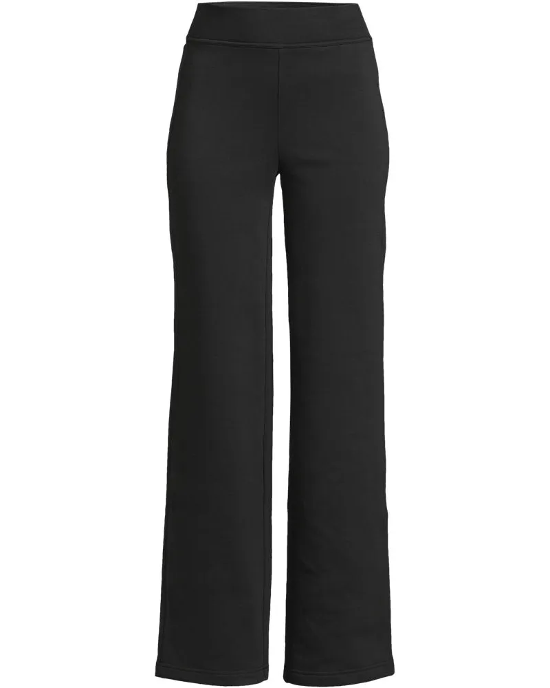 Lands' End Serious Sweats Straight Fit Thermohose, Damen, Größe plus, Schwarz, Baumwoll-Mischung/Polyester-Mischung, by Schwarz