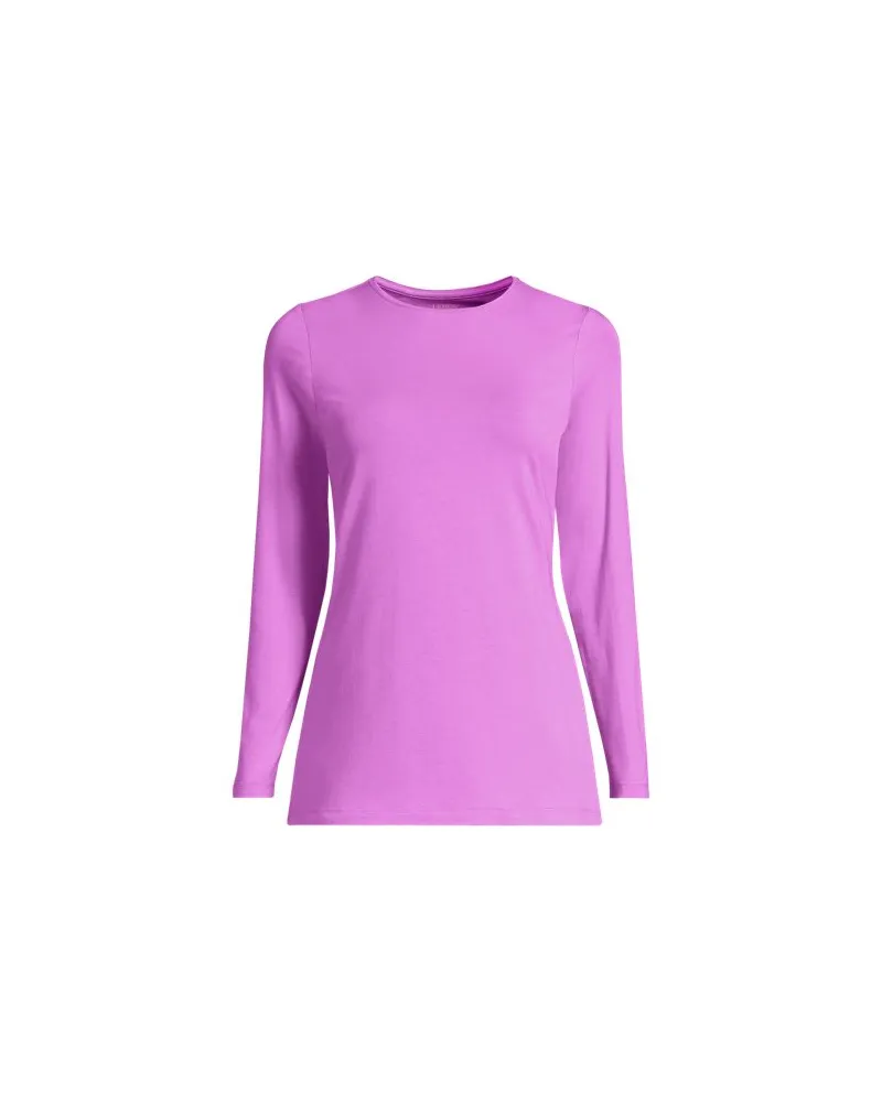 Lands' End Shirt aus Baumwolle/Modal-Mix mit Rundausschnitt, Damen, Größe regular, Pink, Elasthan/Baumwolle Modal, by Pink