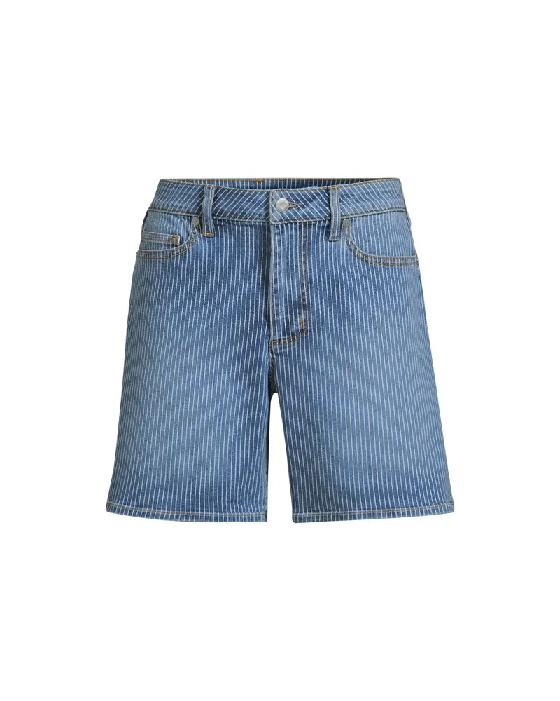Lands' End Soft Denim Mid Waist Jeansshorts 18 cm, Damen, Größe plus, Blau, Baumwoll-Mischung, by Blau