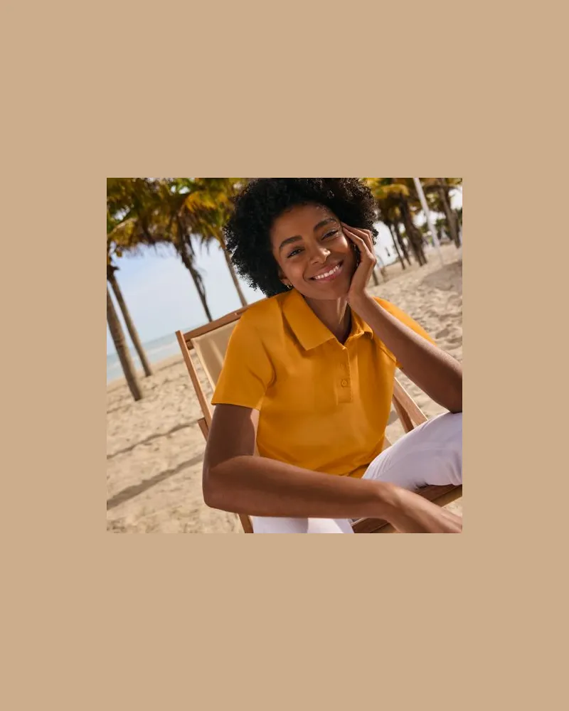 Lands' End Piqué-Poloshirt SLIM FIT mit kurzen Ärmeln, Damen, Größe regular, Orange, Baumwolle/Baumwoll-Mischung, by Orange