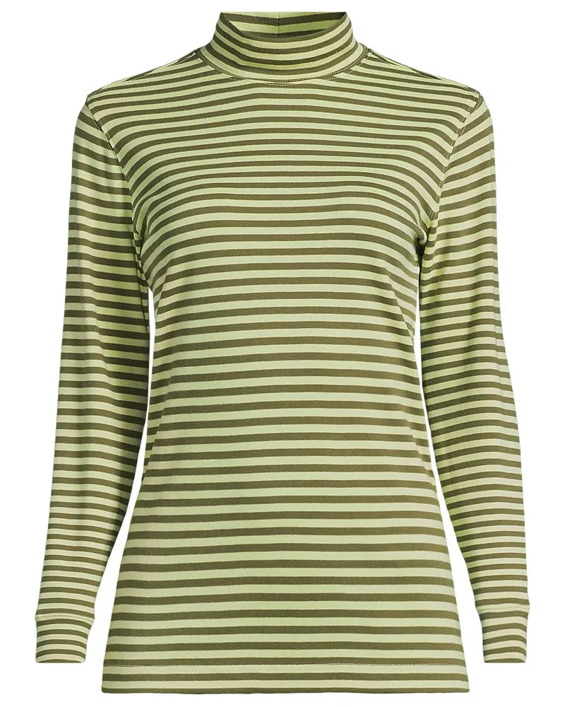 Lands' End Stehkragen-Shirt, Damen, Größe petite, Grün, Baumwolle, by Grün