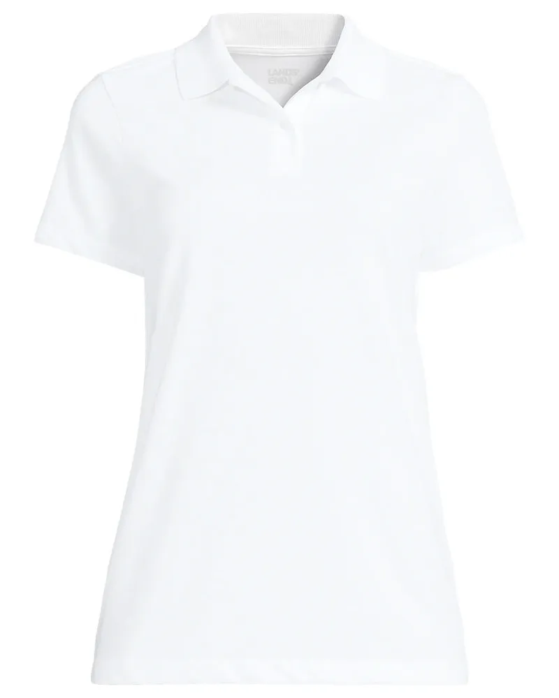 Lands' End Piqué-Poloshirt mit kurzen Ärmeln, Damen, Größe regular, Weiß, Baumwoll-Mischung, by Weiß