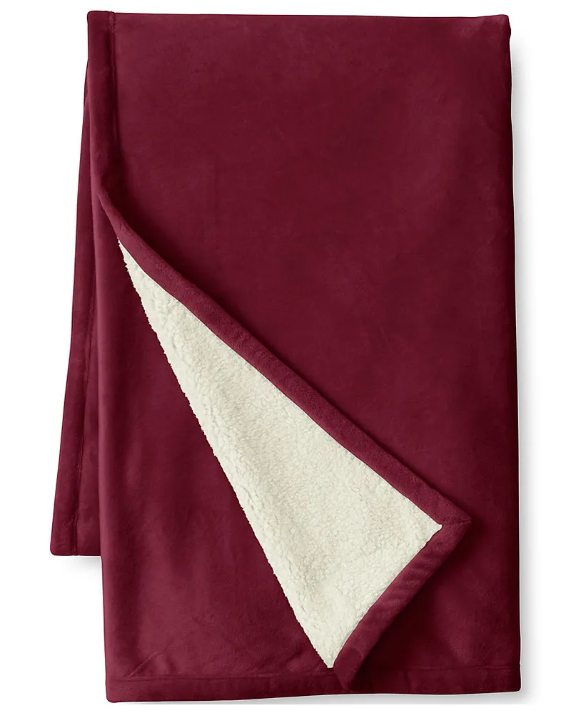 Lands' End Gefütterte Plüschfleece-Decke, Damen, Größe:null regular, Rot, Polyester, by Rot