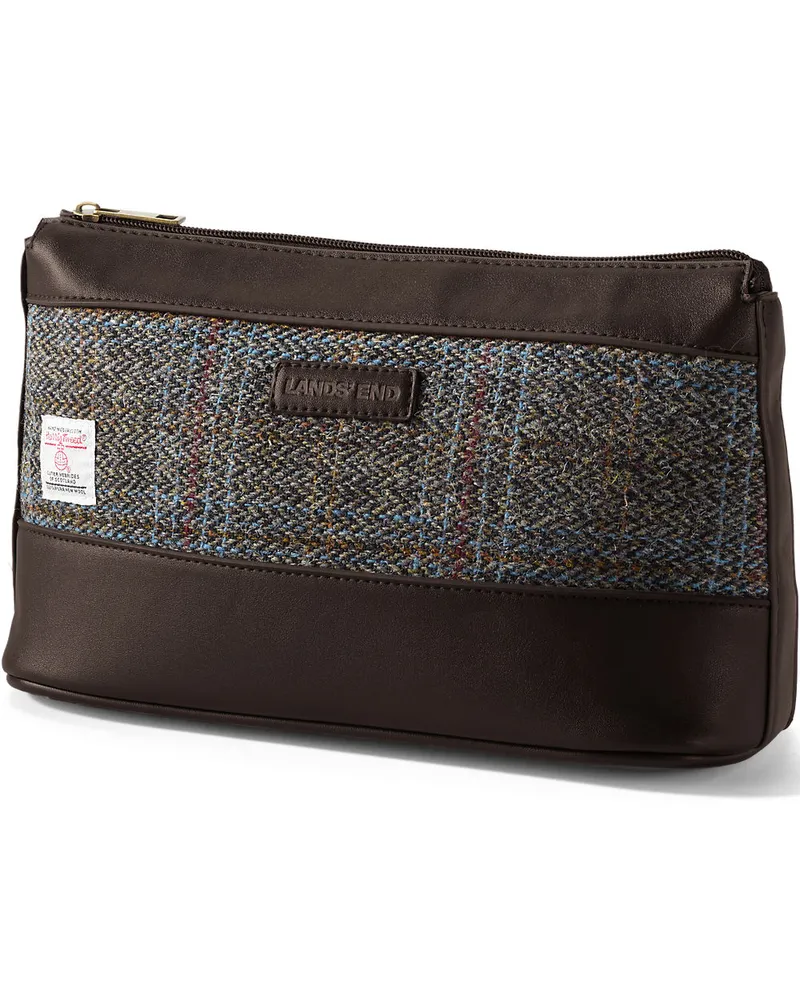 Lands' End Harris Tweed Kulturbeutel, Damen, Größe:null regular, Braun, Wolle, by Braun