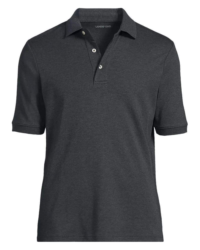Lands' End Supima Kurzarm-Polo, Classic Fit, Herren, Größe regular, Schwarz, Baumwolle, by Schwarz