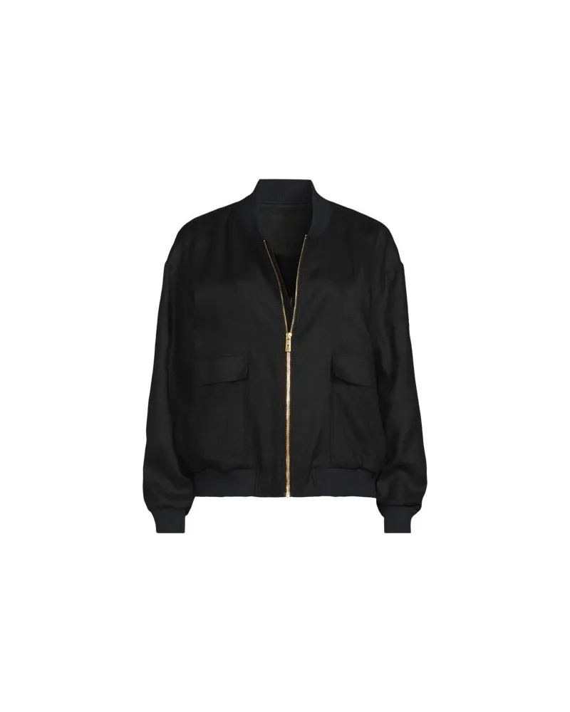 Lands' End Leinen-Bomberjacke, Damen, Größe:32-34 regular, Schwarz, Leinen, by Schwarz