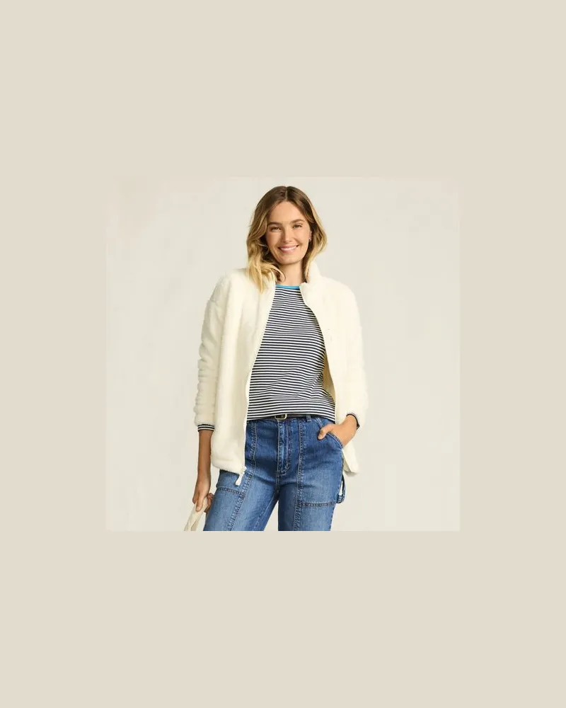 Lands' End Plüschfleece-Jacke, Damen, Größe plus, Weiß, Polyester, by Weiß