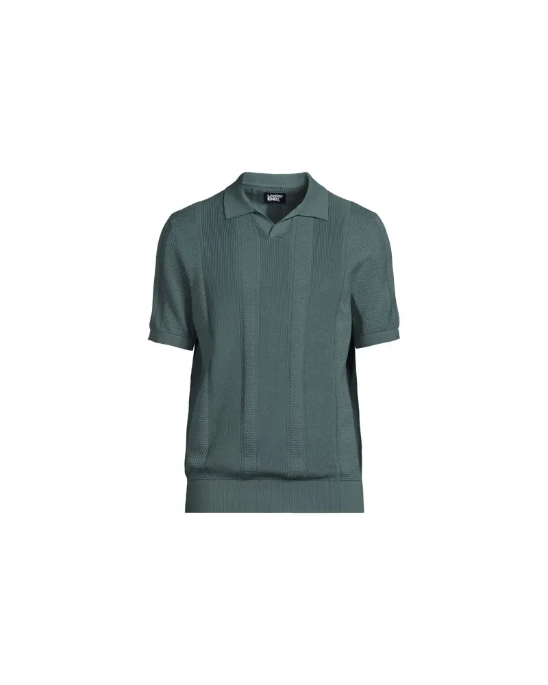 Lands' End Feinstrick-Shirt mit Polokragen, Herren, Größe:52-54 regular, Grün, Baumwolle, by Grün