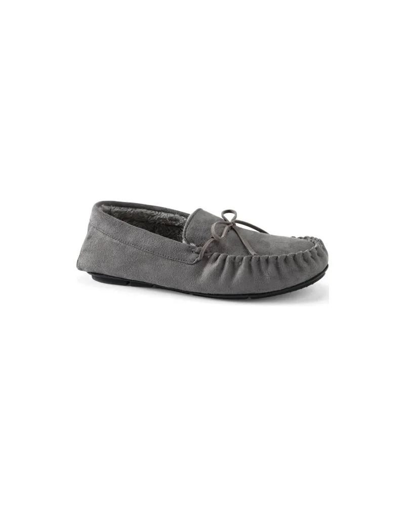 Lands' End Mokassins in Veloursleder-Optik, Herren, Größe regular, Grau, Polyester, by Grau