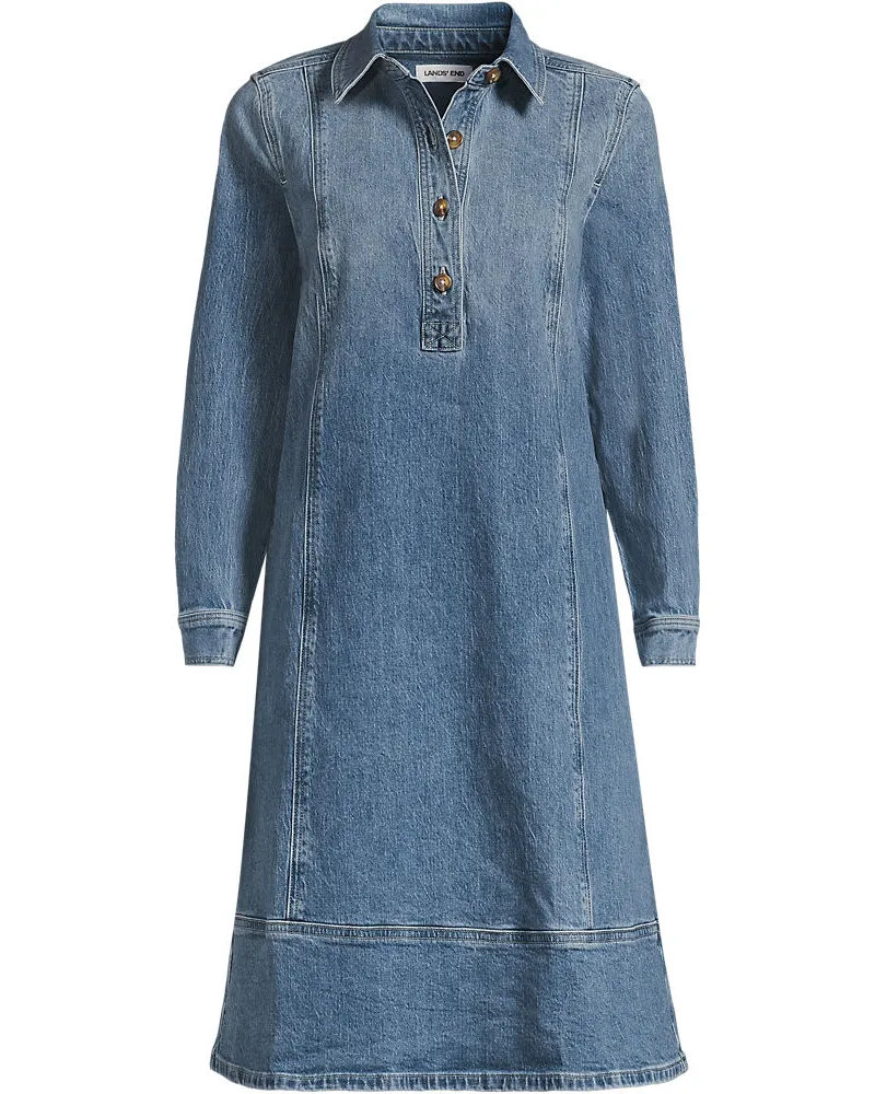 Lands' End Soft Denim Jeanskleid, Damen, Größe plus, Blau, Baumwoll-Mischung, by Blau