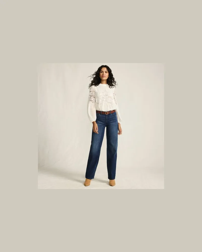 Lands' End Soft Denim Relaxte Straight Fit Jeans Mid Waist, Damen, Größe tall, Blau, Elasthan/Baumwoll-Mischung, by Blau