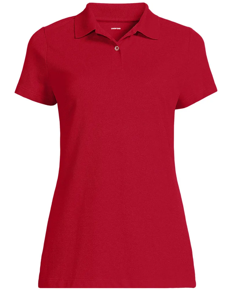 Lands' End Piqué-Poloshirt mit kurzen Ärmeln, Damen, Größe regular, Rot, Baumwoll-Mischung, by Rot