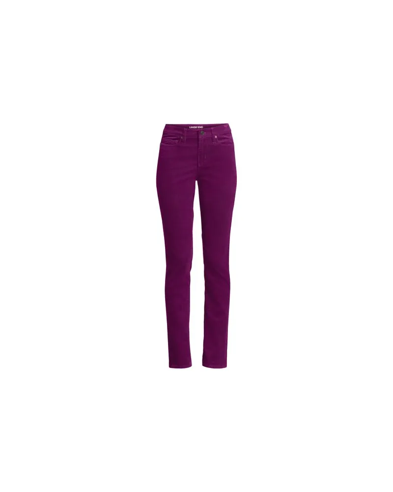 Lands' End Straight Fit Cordhose Mid Waist, Damen, Größe plus, Lila, Baumwoll-Mischung, by Lila