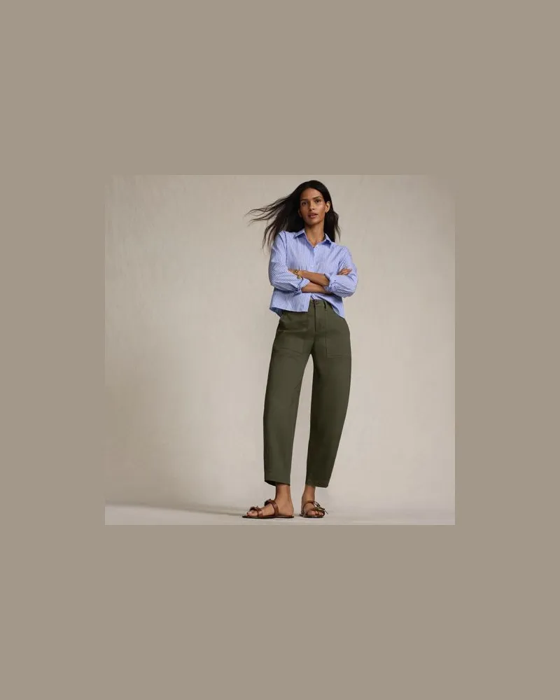 Lands' End Barrel-Chinos High Waist, Damen, Größe petite, Grün, Baumwolle/Elasthan, by Grün