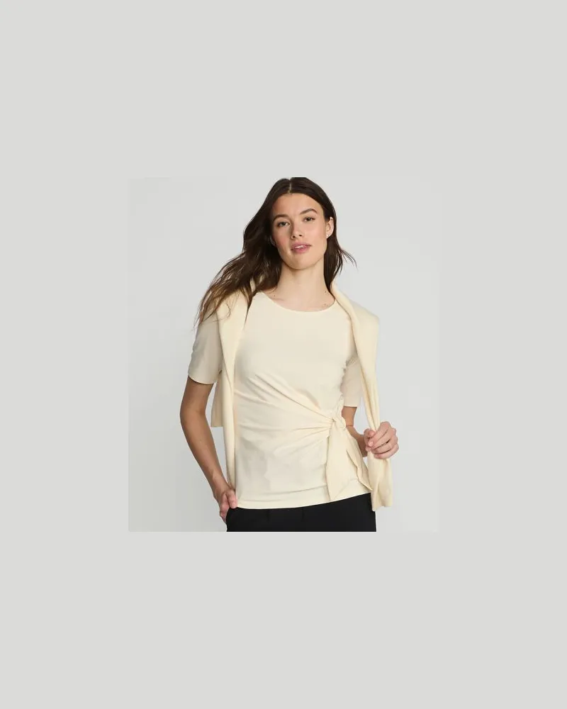 Lands' End Baumwolle/Modal-Shirt mit Bindeschleife, Damen, Größe:44-46 regular, Weiß, Baumwolle Modal, by Weiß
