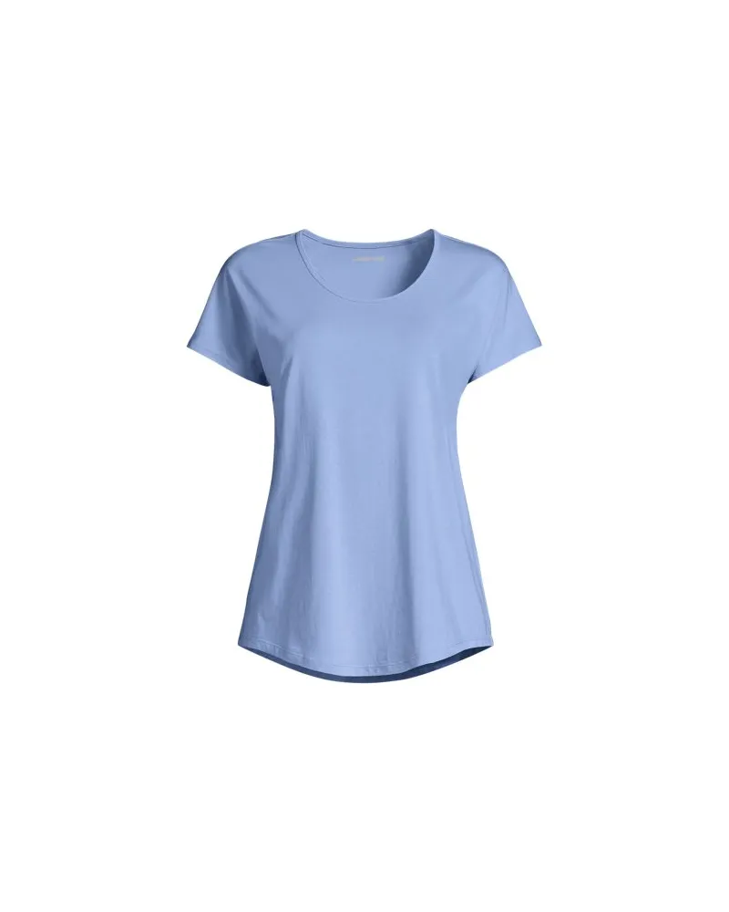 Lands' End Shirt aus Baumwolle/Modal-Mix mit Ballett-Ausschnitt, Damen, Größe plus, Blau, Baumwolle Modal, by Blau