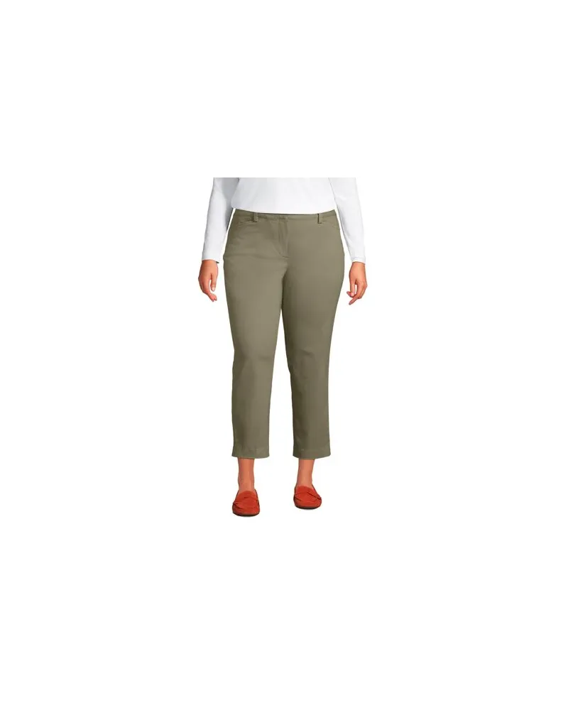 Lands' End Slim Fit 7/8-Chinos, Damen, Größe plus, Grün, Baumwoll-Mischung, by Grün