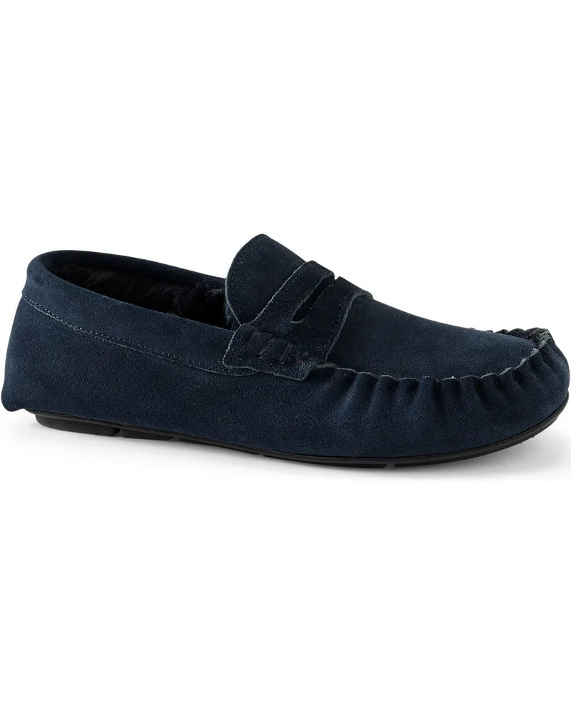 Lands' End Veloursleder-Mokassins, Herren, Größe regular, Blau, Polyester, by Blau