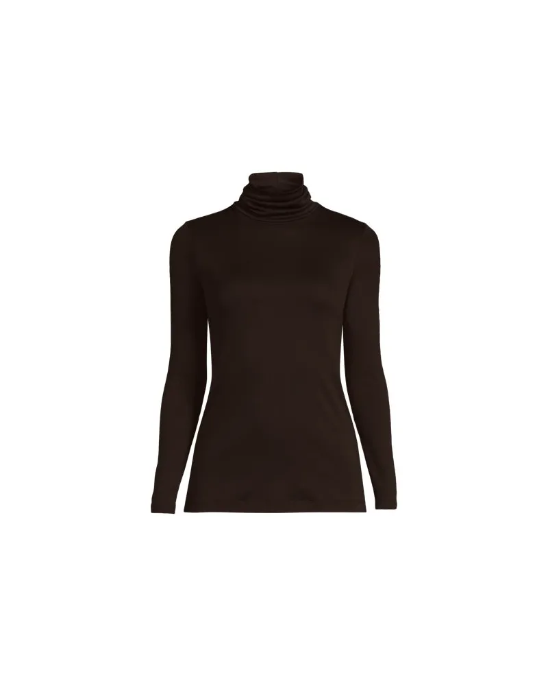 Lands' End Rollkragenshirt aus Supima, Damen, Größe regular, Braun, Baumwolle, by Braun