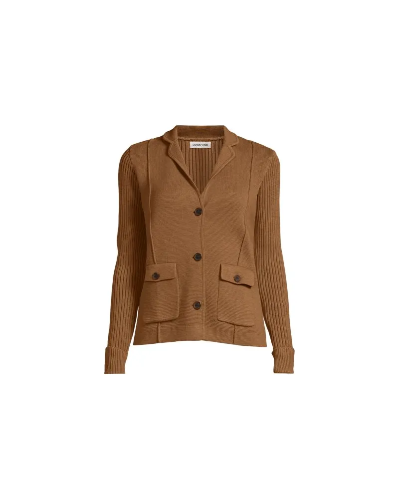 Lands' End Baumwoll-Blazer DRIFTER, Damen, Größe plus, Beige, Baumwolle, by Beige