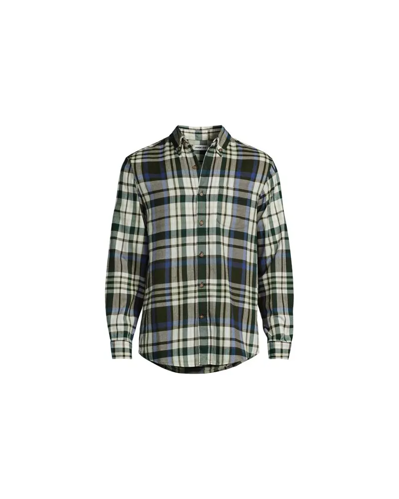 Lands' End Flanellhemd Flagship, Classic Fit, Herren, Größe:56-58 regular, Weiß, Baumwolle/Baumwoll-Mischung/Polyester-Mischung, by Weiß