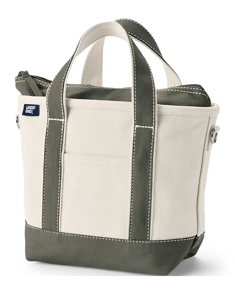 Lands' End Kleine Canvastasche mit Zipper, Damen, Größe:null regular, Weiß, Baumwolle, by Weiß
