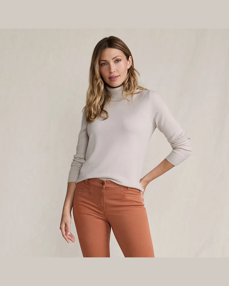 Lands' End Merino-Pullover mit weitem Rollkragen, Damen, GrÃ¶ÃŸe regular, Braun, Wolle, by Braun