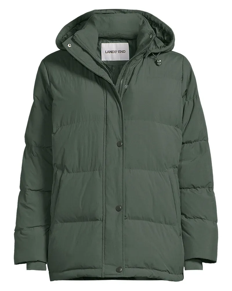Lands' End Wasserabweisende Daunenjacke, Damen, Größe regular, Grün, Nylon, by Grün