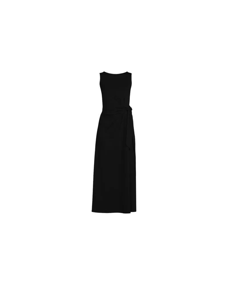 Lands' End Maxikleid aus Baumwolle/Modal mit Bindeband, Damen, Größe:44-46 regular, Schwarz, Elasthan/Baumwoll-Mischung/Synthetic-blend, by Schwarz