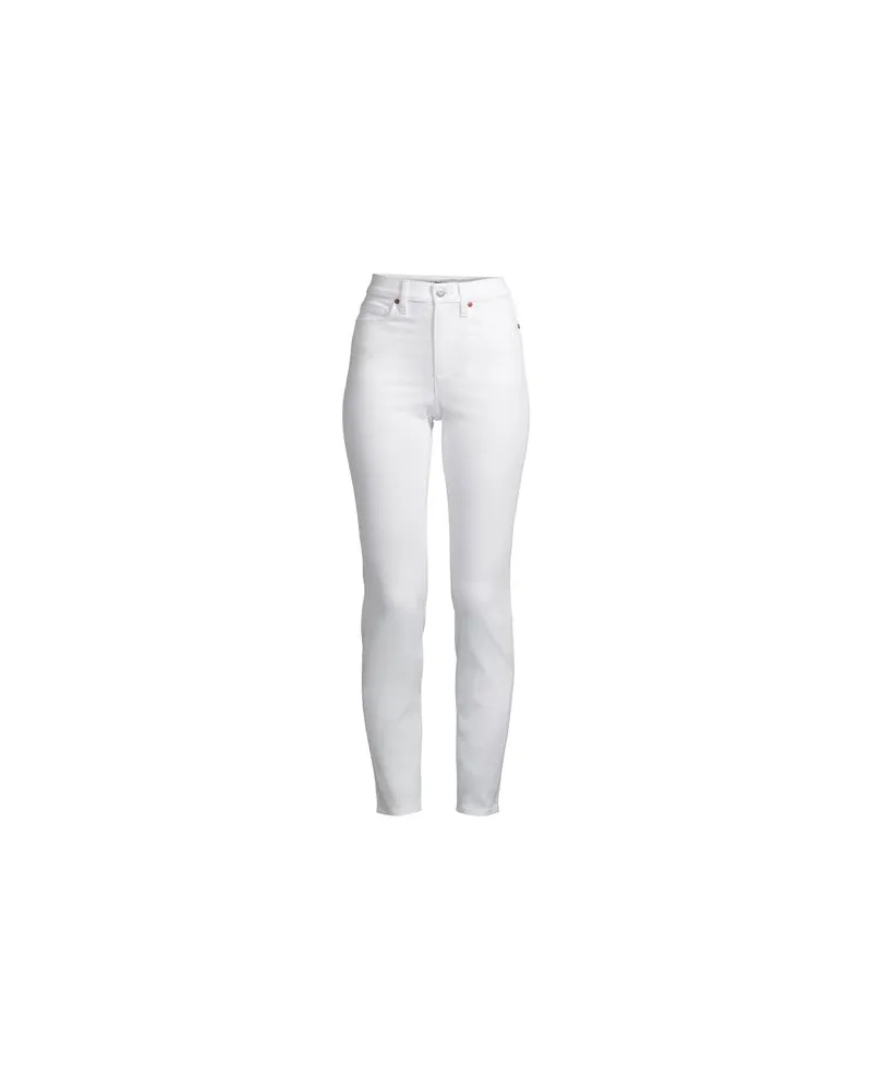 Lands' End Slim Fit Öko Jeans High Waist, Damen, Größe plus, Weiß, Elasthan/Baumwoll-Mischung/Polyester-Mischung, by Weiß