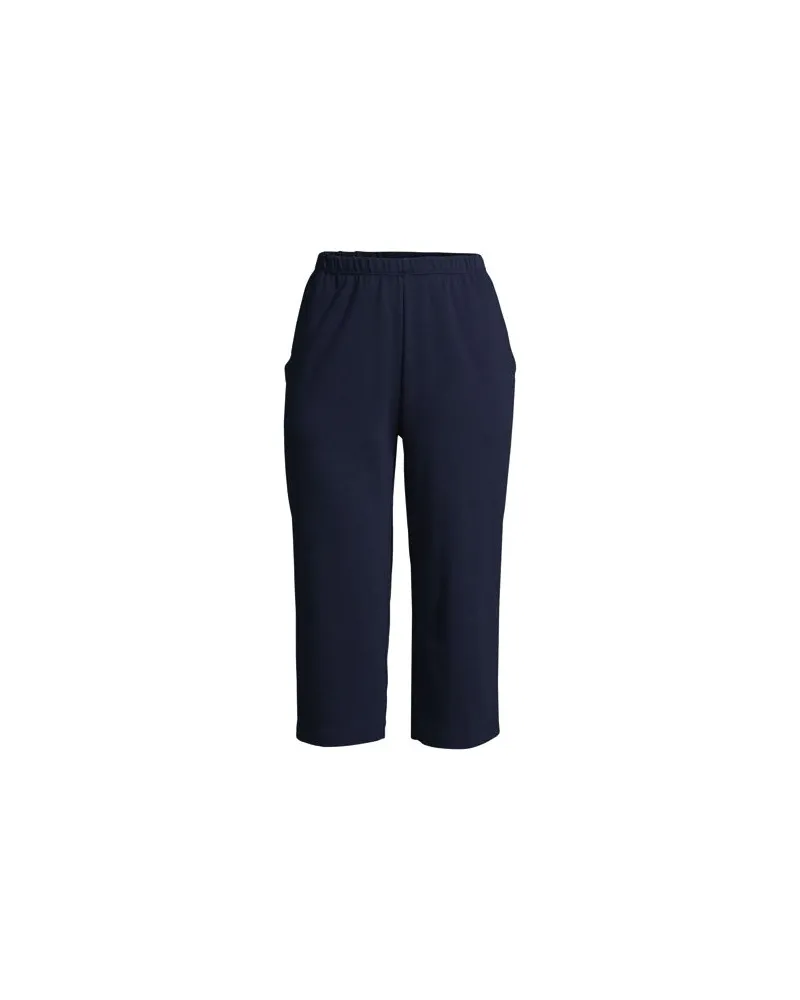 Lands' End Interlock-Caprihose mit Dehnbund, Damen, Größe plus, Blau, Baumwolle, by Blau