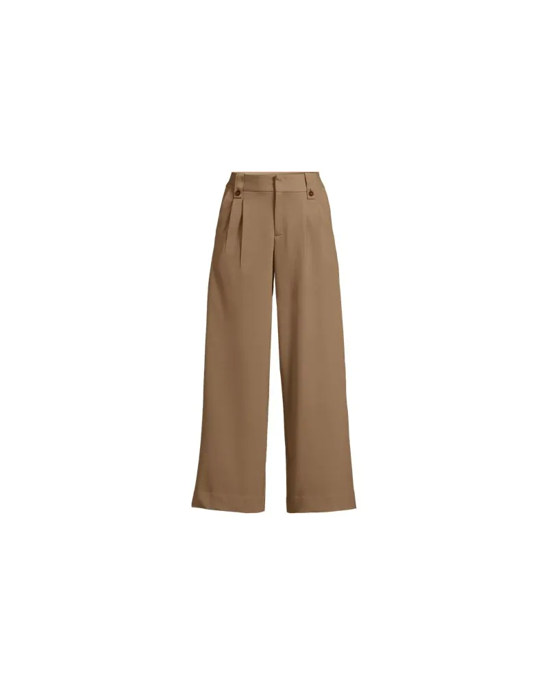 Lands' End Leichte fließende 7/8-Bundfaltenhose, Damen, Größe regular, Beige, by Beige