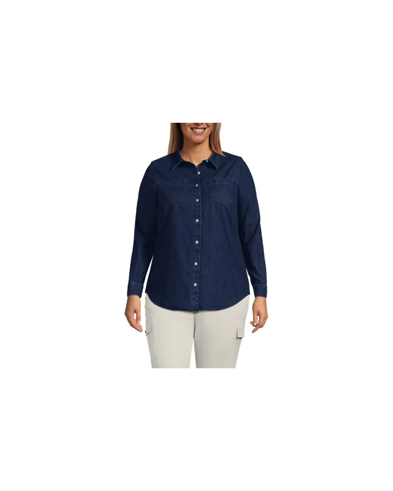 Lands' End Denim-Bluse, Damen, Größe plus, Blau, Baumwolle, by Blau
