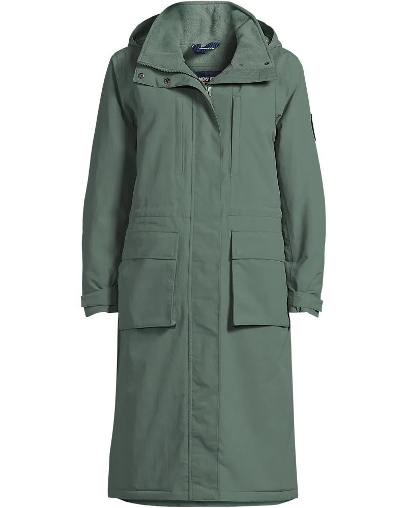 Lands' End Wasserdichter Isolierter Stadion-Kapuzenmantel Squall, Damen, Größe plus, Grün, Nylon, by Grün