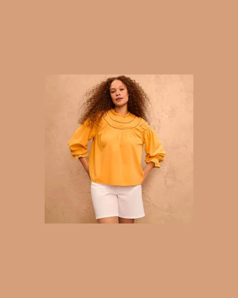 Lands' End Voile-Bluse aus Baumwollmix, Damen, Größe:40-42 regular, Orange, Baumwoll-Mischung/Viskose-Mischung/Baumwolle Modal, by Orange