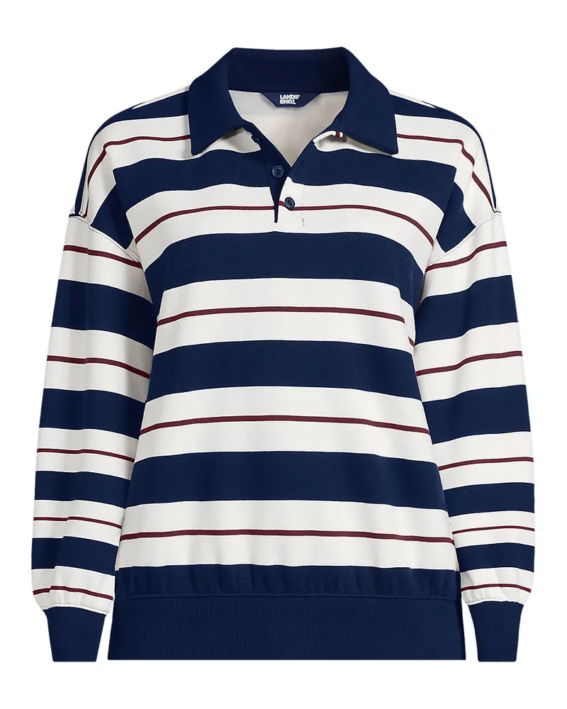 Lands' End Serious Sweats Polopullover, Damen, Größe plus, Blau, Baumwoll-Mischung/Polyester-Mischung, by Blau