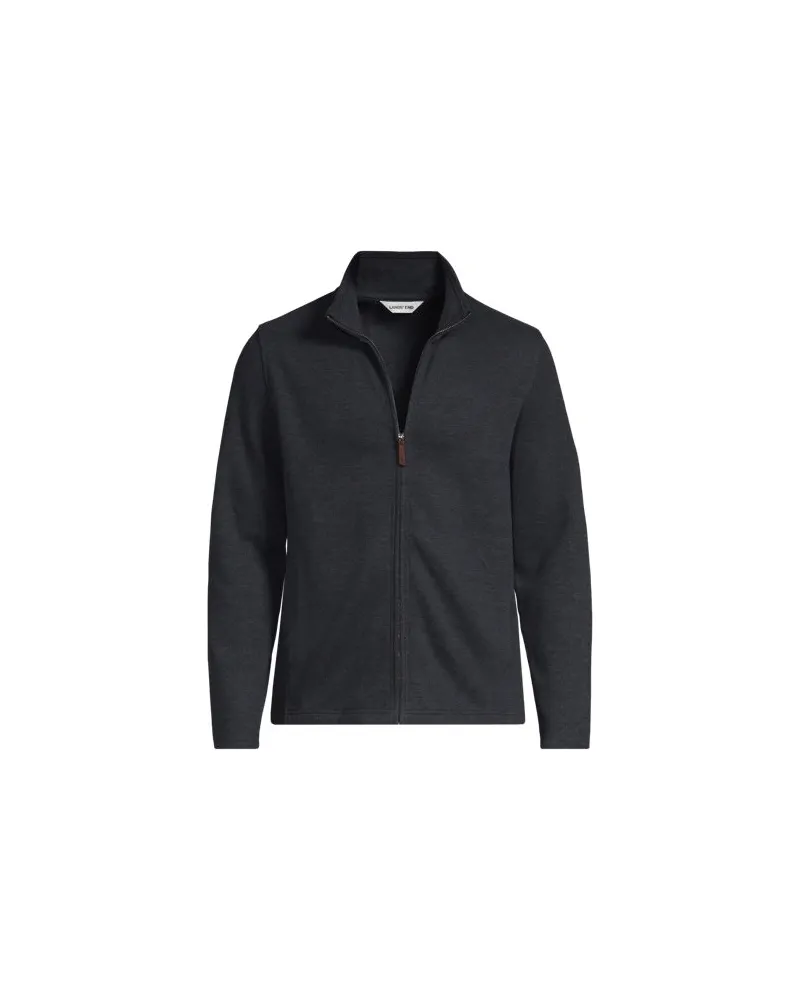 Lands' End Bedford-Cardigan mit Reißverschluss, Herren, Größe regular, Schwarz, Baumwoll-Mischung/Polyester-Mischung, by Schwarz