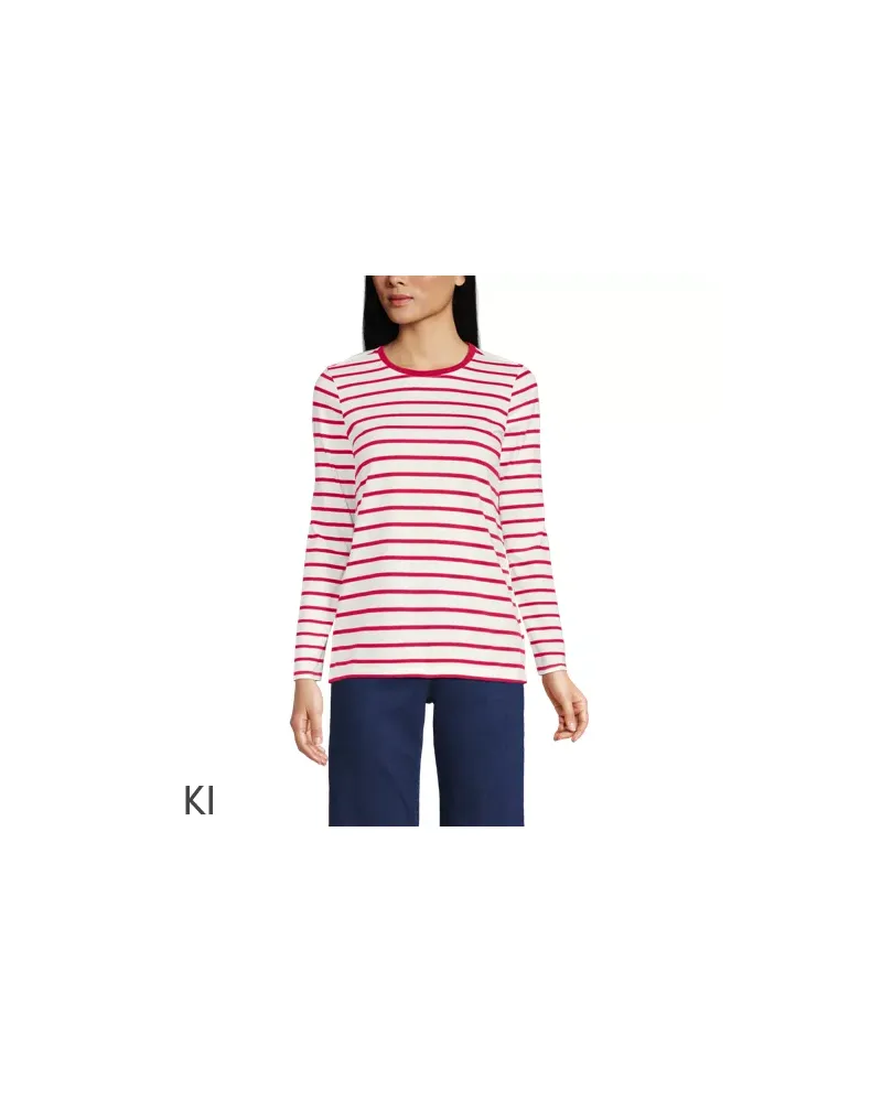 Lands' End Supima-Shirt, Langarm, Damen, Größe regular, Pink, Baumwolle, by Pink