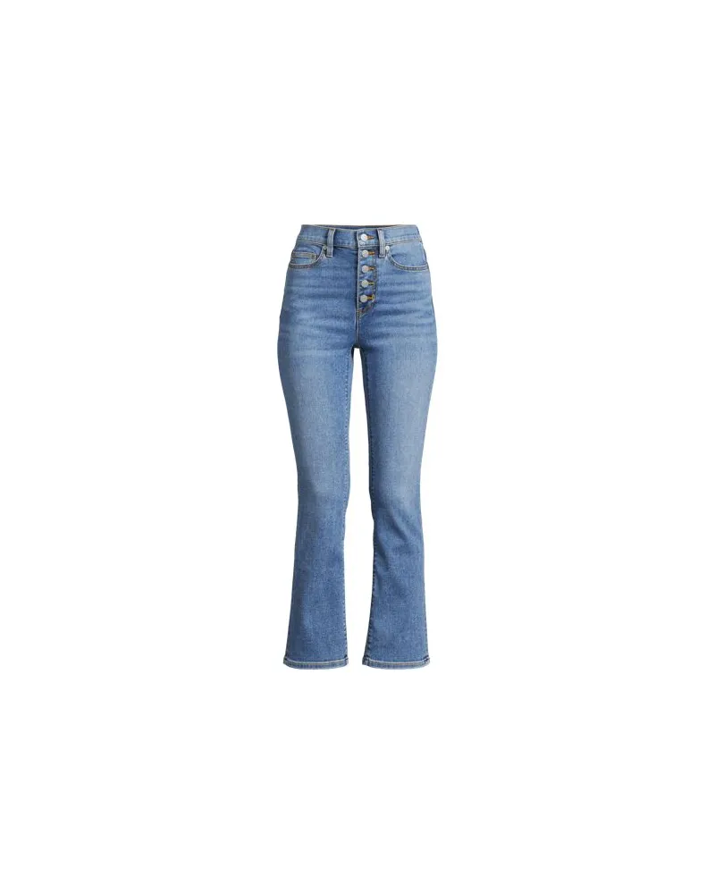 Lands' End Kurze Denim-Schlagjeans, Damen, Größe regular, Blau, Elasthan/Baumwoll-Mischung/Polyester-Mischung, by Blau