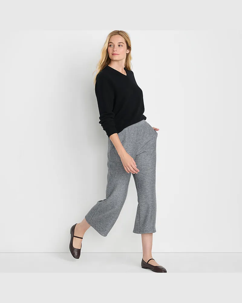 Lands' End 7/8-Strickhose mit weitem Bein, Damen, Größe regular, Schwarz, Viskose/Polyester-Mischung/Nylon-Mischung, by Schwarz