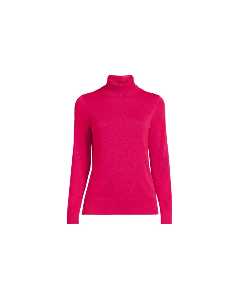 Lands' End Feinstrick-Rollkragenpullover aus Baumwolle, Damen, Größe:40-42 regular, Rot, Baumwolle, by Rot